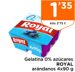 Gelatina 0% az?cares ROYAL ar?ndanos 4x90 g