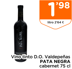 Vino tinto D.O. Valdepe?as PATA NEGRA cabernet 75 cl