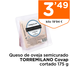 Queso de oveja semicurado TORREMILANO Covap cortado 175 g