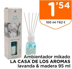 Ambientador mikado LA CASA DE LOS AROMAS lavanda & madera 95 ml