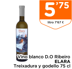 Vino blanco D.O Ribeiro ELARA Treixadura y godello 75 cl