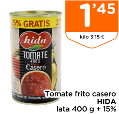 Tomate frito casero HIDA lata 400 g + 15%