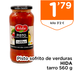 Pisto sofrito de verduras HIDA tarro 560 g