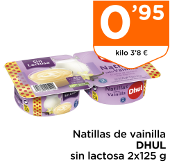 Natillas de vainilla DHUL sin lactosa 2x125 g