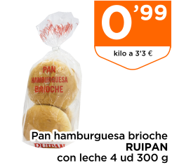 Pan hamburguesa brioche RUIPAN con leche 4 ud 300 g