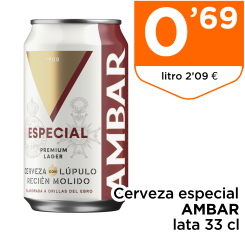 Cerveza especial AMBAR lata 33 cl