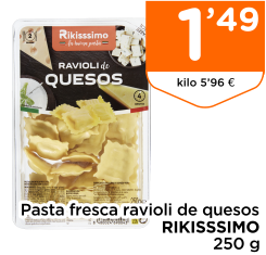 Pasta fresca ravioli de quesos RIKISSSIMO 250 g