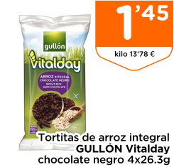 Tortitas de arroz integral GULL?N Vitalday chocolate negro 4x26.3g
