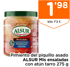 Pimiento del piquillo asado ALSUR Mis ensaladas con at?n tarro 275 g