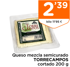 Queso mezcla semicurado TORRECAMPOS cortado 200 g