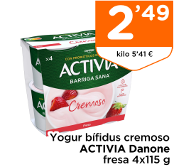 Yogur b?fidus cremoso ACTIVIA Danone fresa 4x115 g