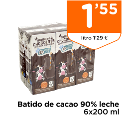 Batido de cacao 90% leche 6x200 ml