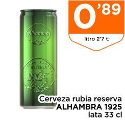 Cerveza rubia reserva ALHAMBRA 1925 lata 33 cl