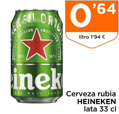 Cerveza rubia HEINEKEN lata 33 cl