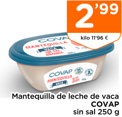 Mantequilla de leche de vaca COVAP sin sal 250 g