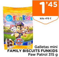 Galletas mini FAMILY BISCUITS FUNKIDS Paw Patrol 315 g
