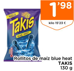 Rollitos de ma?z blue heat TAKIS 130 g