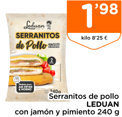 Serranitos de pollo LEDUAN con jam?n y pimiento 240 g