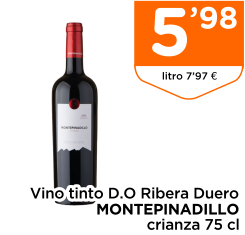 Vino tinto D.O Ribera Duero MONTEPINADILLO crianza 75 cl