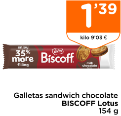 Galletas sandwich chocolate BISCOFF Lotus 154 g
