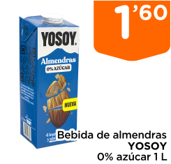 Bebida de almendras YOSOY 0% az?car 1 L