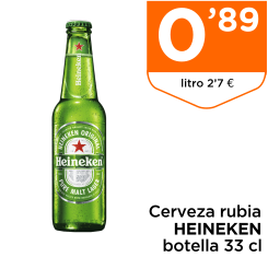 Cerveza rubia HEINEKEN botella 33 cl