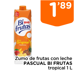 Zumo de frutas con leche PASCUAL BI FRUTAS tropical 1 L