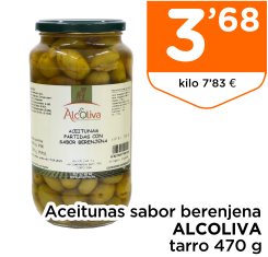 Aceitunas sabor berenjena ALCOLIVA tarro 470 g