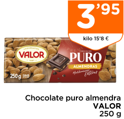 Chocolate puro almendra VALOR 250 g