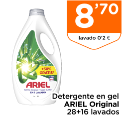 Detergente en gel ARIEL Original 28+16 lavados