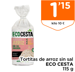 Tortitas de arroz sin sal ECO CESTA 115 g
