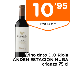 Vino tinto D.O Rioja ANDEN ESTACION MUGA crianza 75 cl