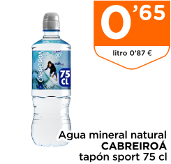 Agua mineral natural CABREIRO? tap?n sport 75 cl