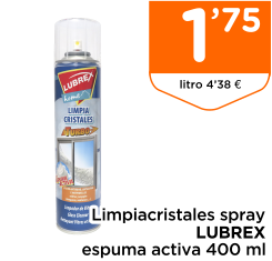 Limpiacristales spray LUBREX espuma activa 400 ml