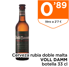 Cerveza rubia doble malta VOLL DAMM botella 33 cl
