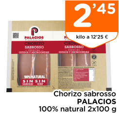 Chorizo sabrosso PALACIOS 100% natural 2x100 g