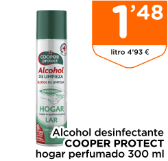 Alcohol desinfectante COOPER PROTECT hogar perfumado 300 ml