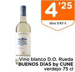 Vino blanco D.O. Rueda BUENOS D?AS by CUNE verdejo 75 cl