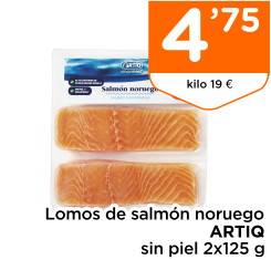 Lomos de salm?n noruego ARTIQ sin piel 2x125 g