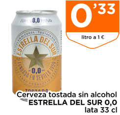 Cerveza tostada sin alcohol ESTRELLA DEL SUR 0,0 lata 33 cl