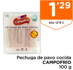 Pechuga de pavo cocida CAMPOFR?O 100 g