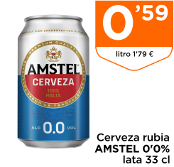 Cerveza rubia AMSTEL 0'0% lata 33 cl