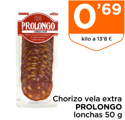 Chorizo vela extra PROLONGO lonchas 50 g
