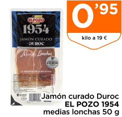 Jam?n curado Duroc EL POZO 1954 medias lonchas 50 g