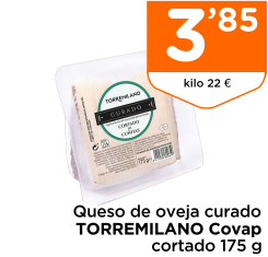 Queso de oveja curado TORREMILANO Covap cortado 175 g