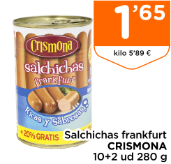 Salchichas frankfurt CRISMONA 10+2 ud 280 g
