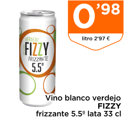 Vino blanco verdejo FIZZY frizzante 5.5? lata 33 cl