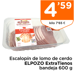 Escalop?n de lomo de cerdo ELPOZO ExtraTienos bandeja 600 g