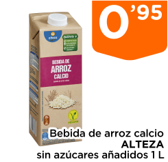 Bebida de arroz calcio ALTEZA sin az?cares a?adidos 1 L