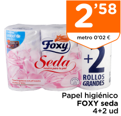 Papel higi?nico FOXY seda 4+2 ud